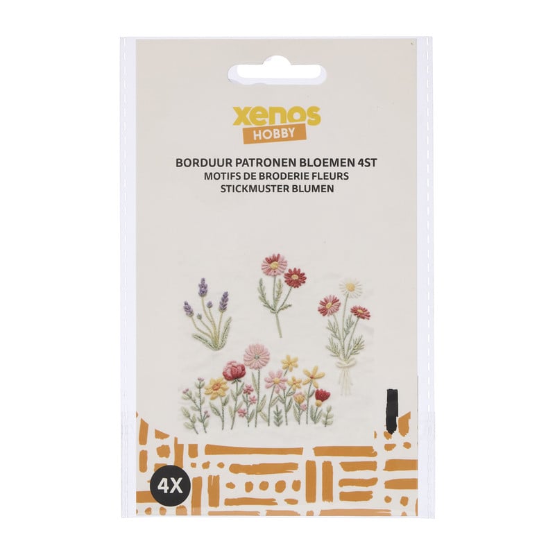 Borduurpatronen bloemen - set van 4