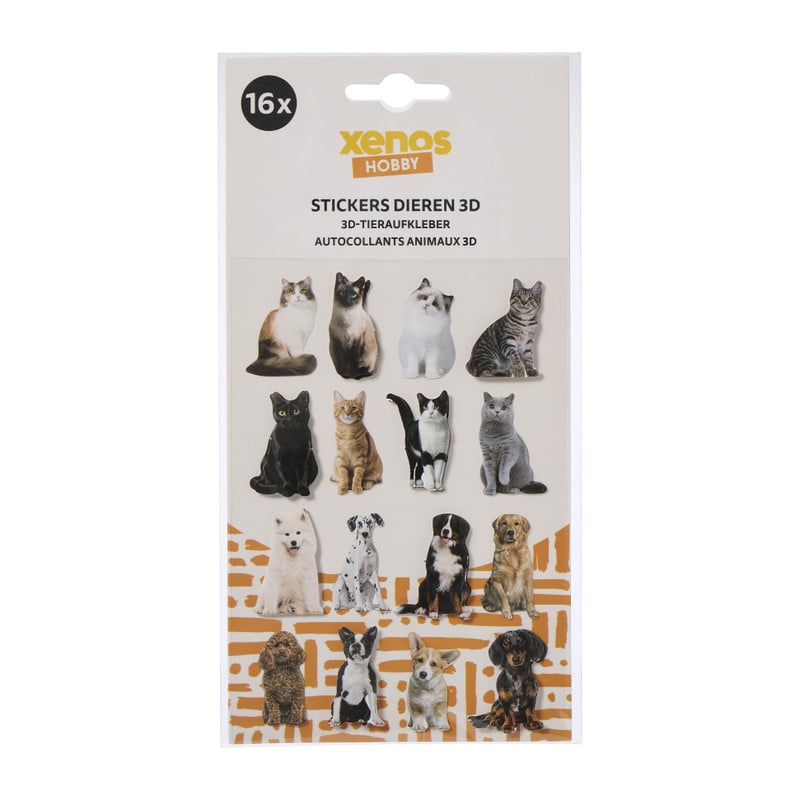 3D stickers dieren - set van 16