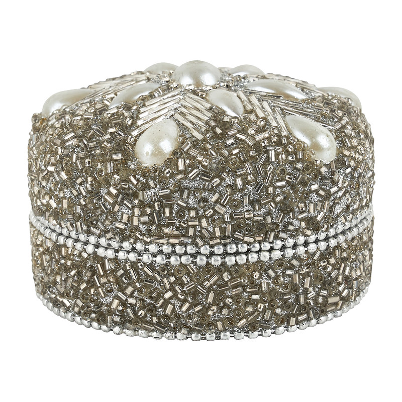 Doosje rond S zilver - diverse varianten - 8x8x5 cm 