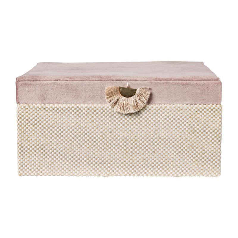 Sieradendoos met spiegel - lichtroze - 28x19.5x11 cm