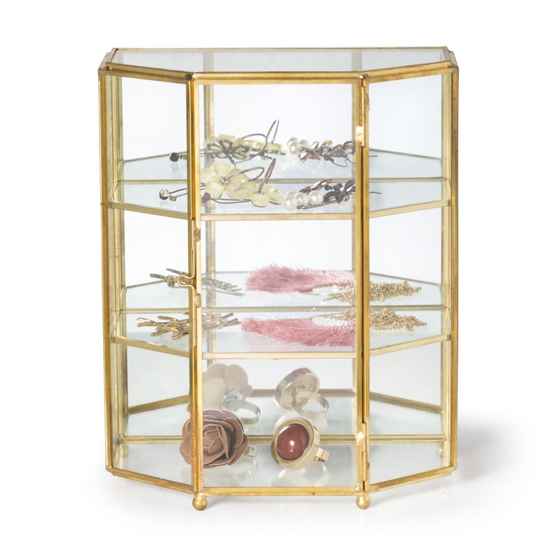 Sieradenkastje goud - glas - 18.5x12x23 cm