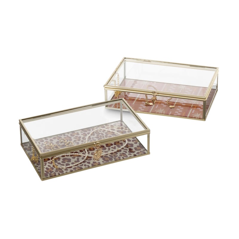 Sieradendoos panter - bruin - 5x20x13 cm