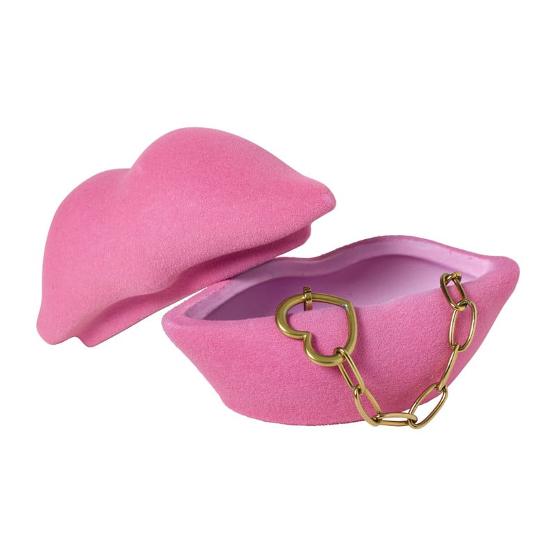 Sieradendoosje lippen - roze - 6.4x12x7.5 cm