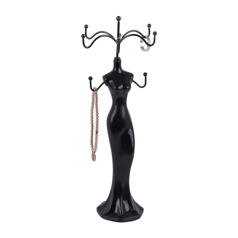 Sieradenstandaard pop - zwart - ⌀6x26 cm 