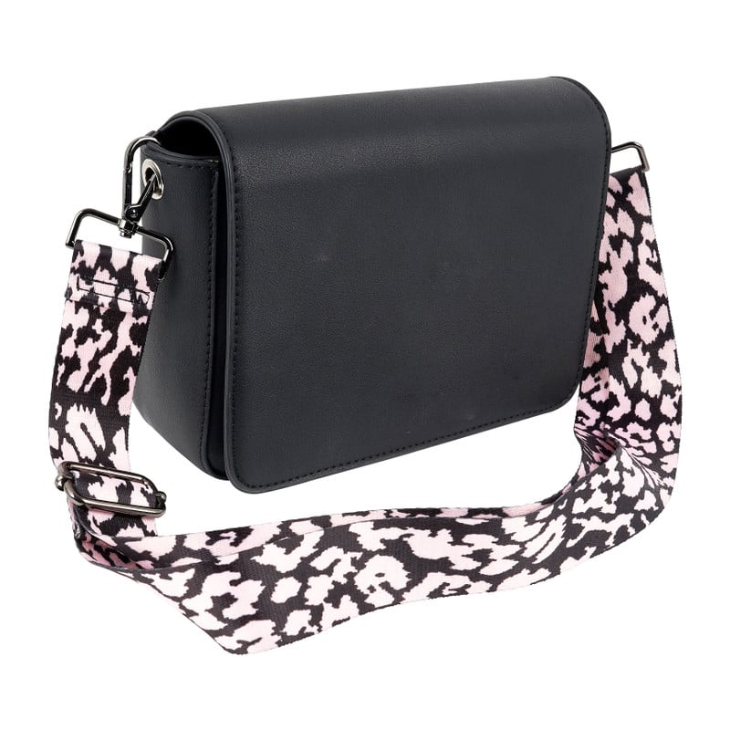 Bag strap leopard - zwart/roze