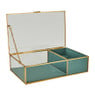Sieradendoos met ringhouder - blauw/goud - 25x15x6.5 cm