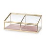 Bijouxdoos - 2- vaks - goud/roze - 18x9,5x7 cm