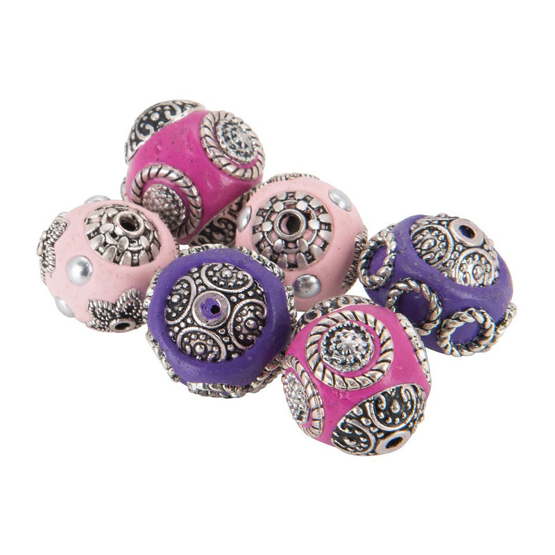Kralen in doosje - 6 luxe kraaltjes - roze tinten