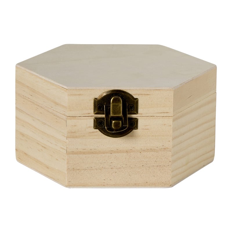 Houten kistje zeshoek - 5x6.5x10 cm