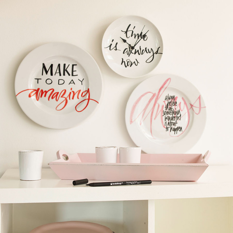 Edding porseleinstiften - set van 4 - zwart/rood/paars/roze