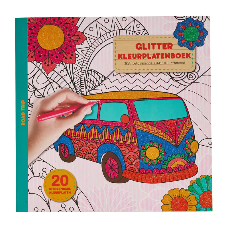 Glitter kleurboek - Roadtrip - 20 vellen