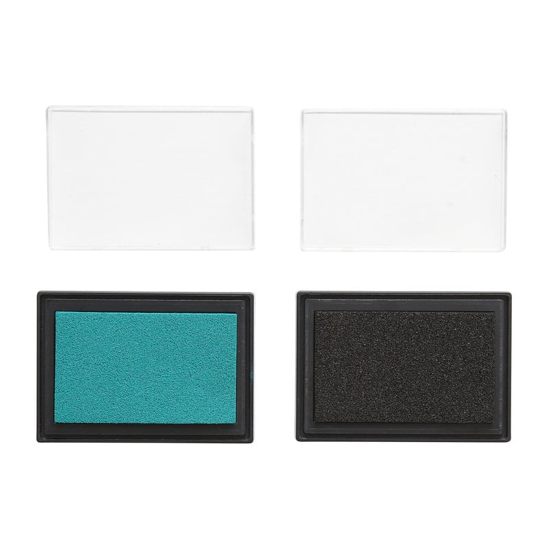 Stempelkussen zwart/groen - set van 2 
