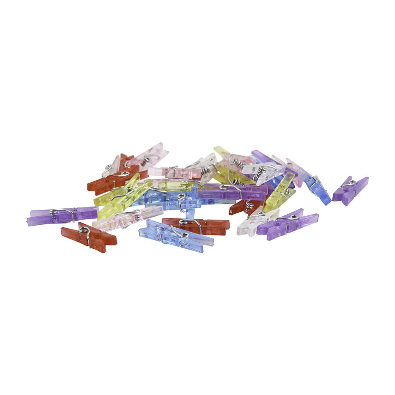 Mini wasknijpers - plastic - 36 stuks - multikleur