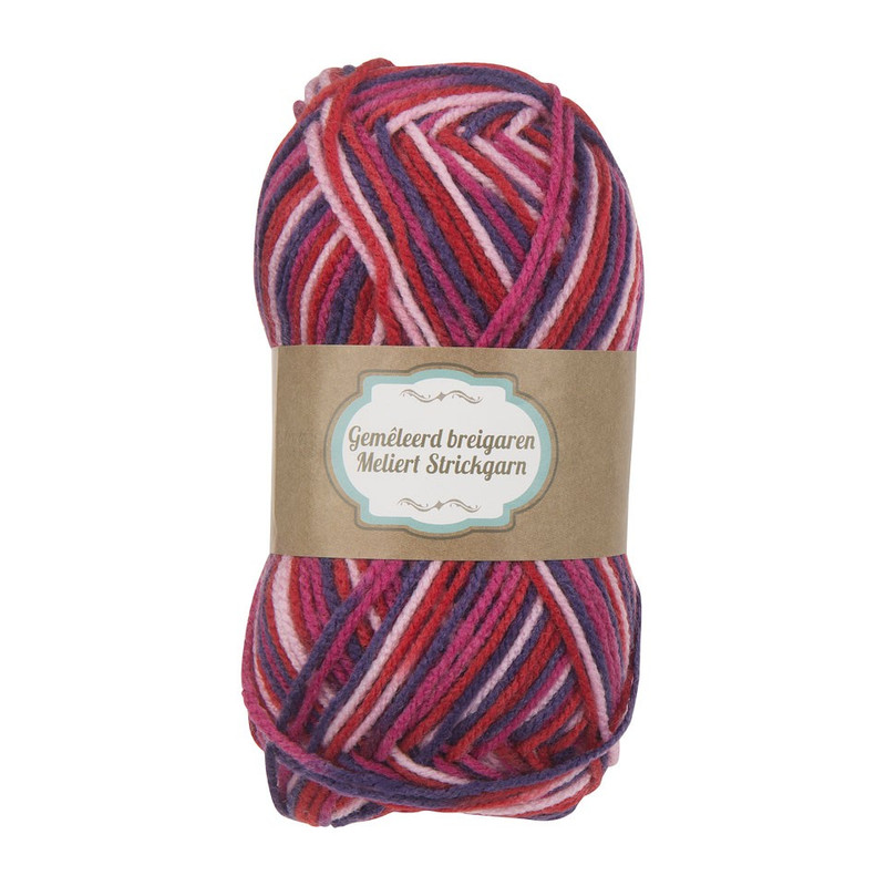 Garen multicolour roze/paars - 50 gram - 130 meter