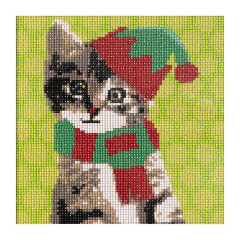 Diamond painting - kerst kat - 30x30 cm 