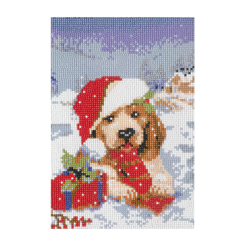 Diamond painting - kerst hond - 30x40 cm 