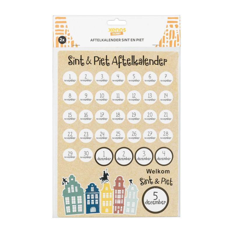 Aftelkalender sint en piet - multikleur - 19x26 cm