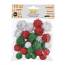 Kerst pompoms - groen/wit/rood - set van 30