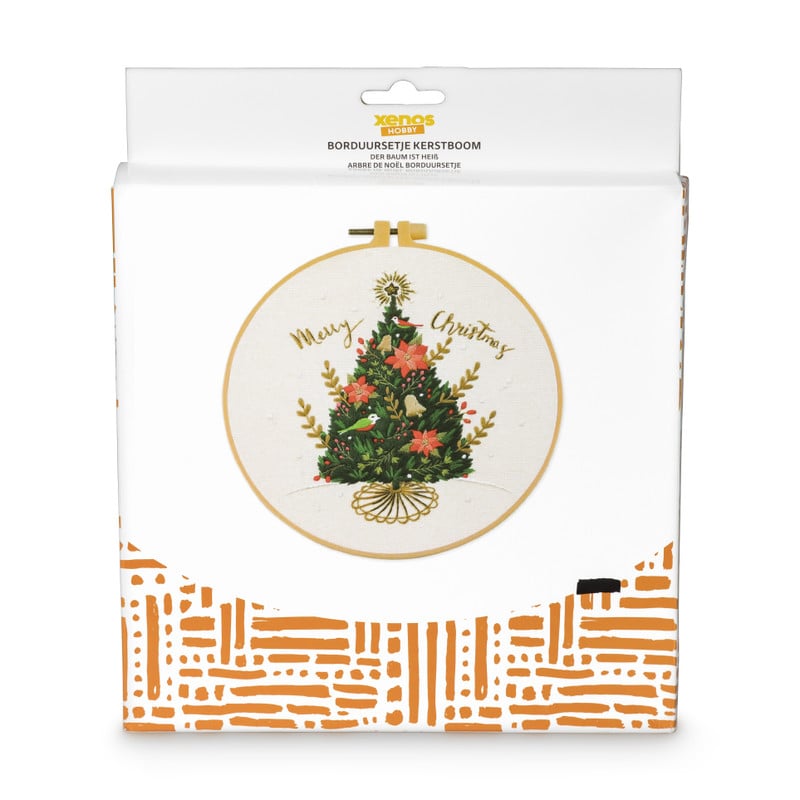 Borduursetje kerstboom - ø18 cm