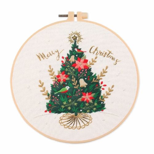 Borduursetje kerstboom - ø18 cm