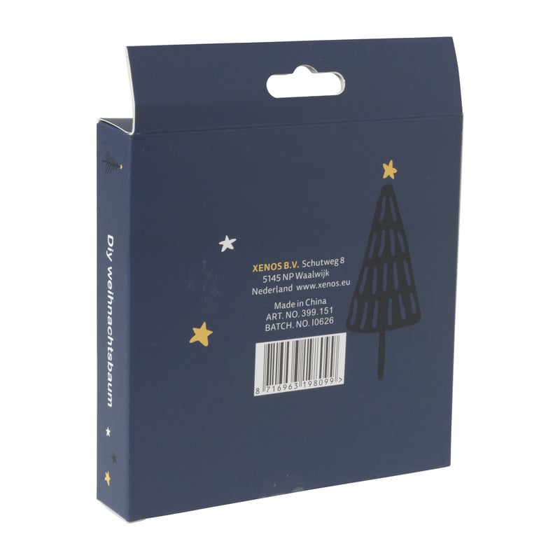 Touwfiguren kerstboom - hout/touw - 12x12 cm
