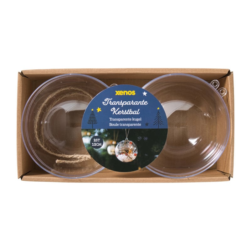 Transparante kerstbal - ø12 cm - set van 2