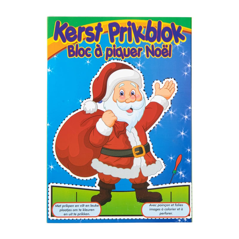 Kerst prikblok met prikpen - 12 prik- en kleurplaten