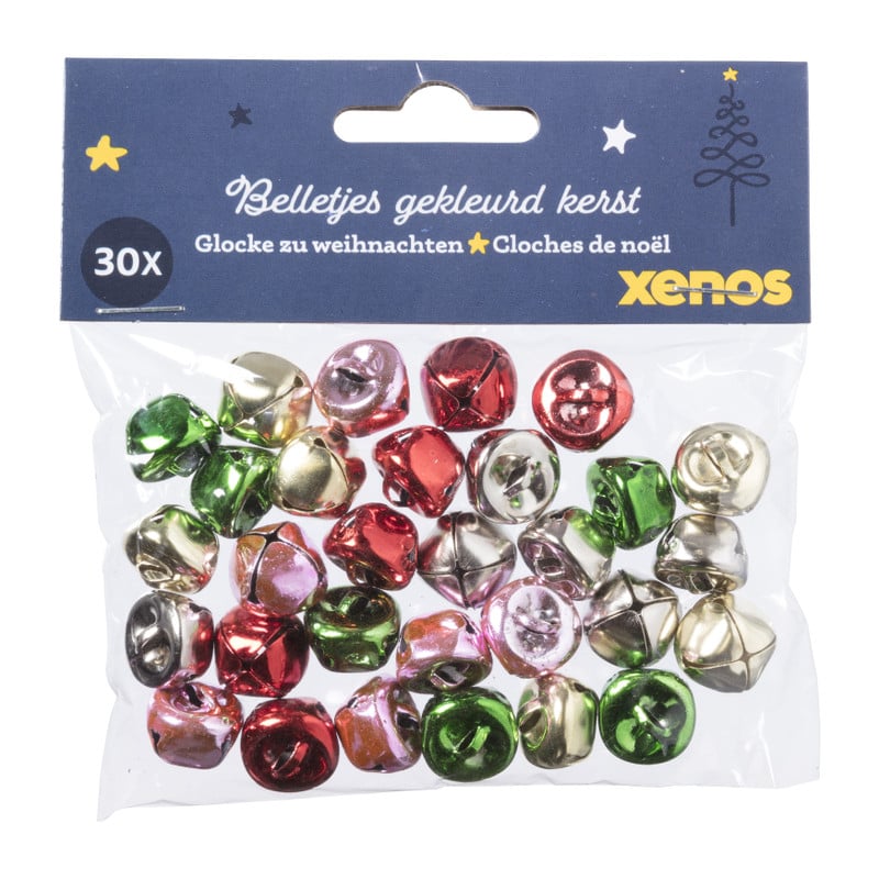 Belletjes gekleurd kerst - set van 30