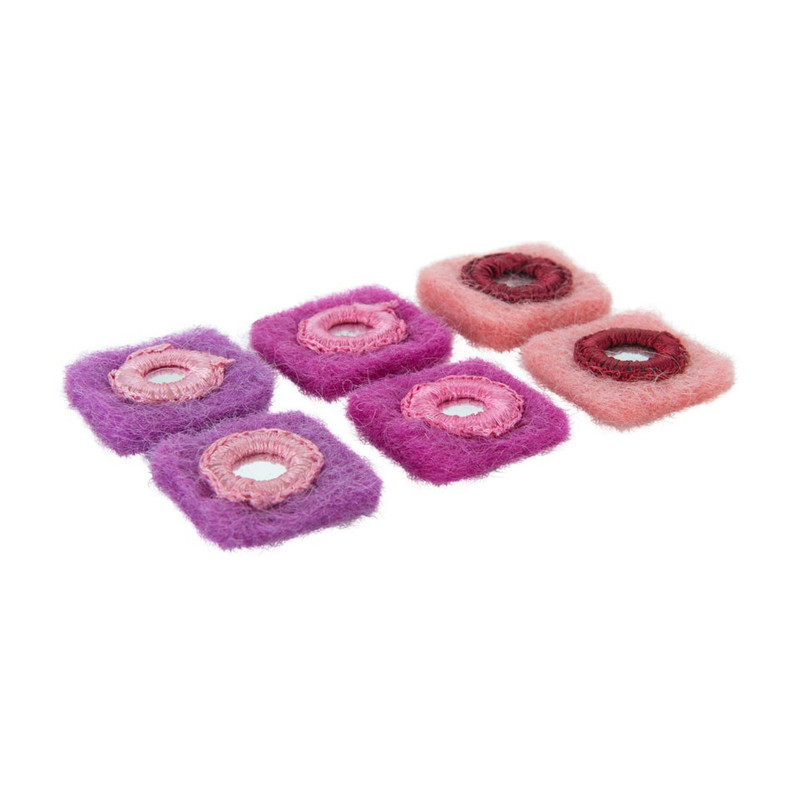 Vilt applicatie spiegels - roze/paars - set van 6