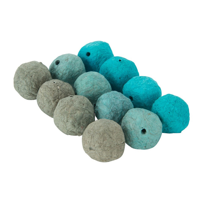 Kraal rond - blauw/grijs - set van 12