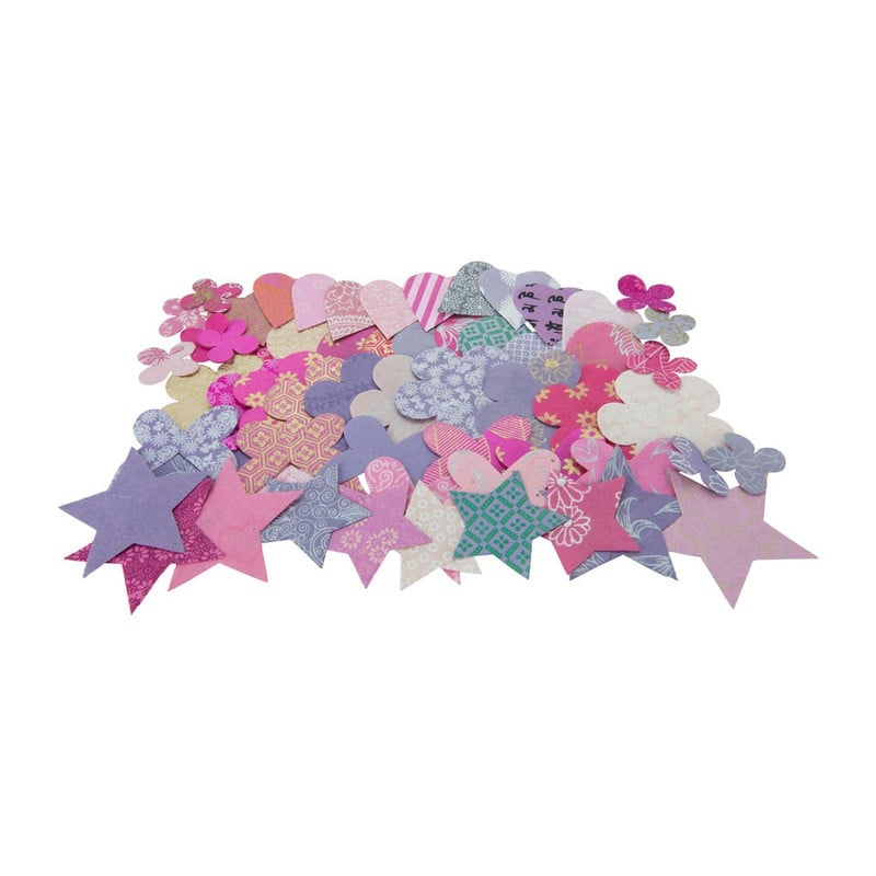 Vormen papier - roze/paars - 60 stuks