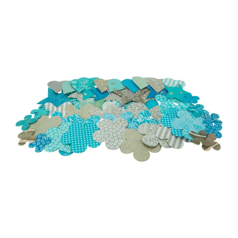 Vormen papier - blauw/grijs - 60 stuks