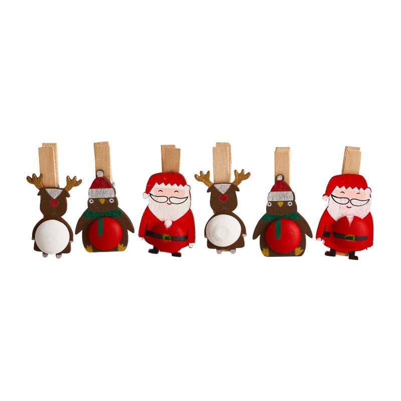 Clips met kerstdecoratie - set van 6