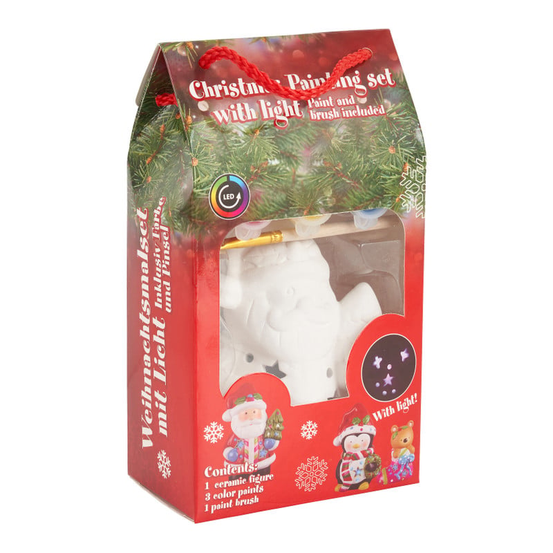 Kerstdeco verfset met led lampje - diverse varianten