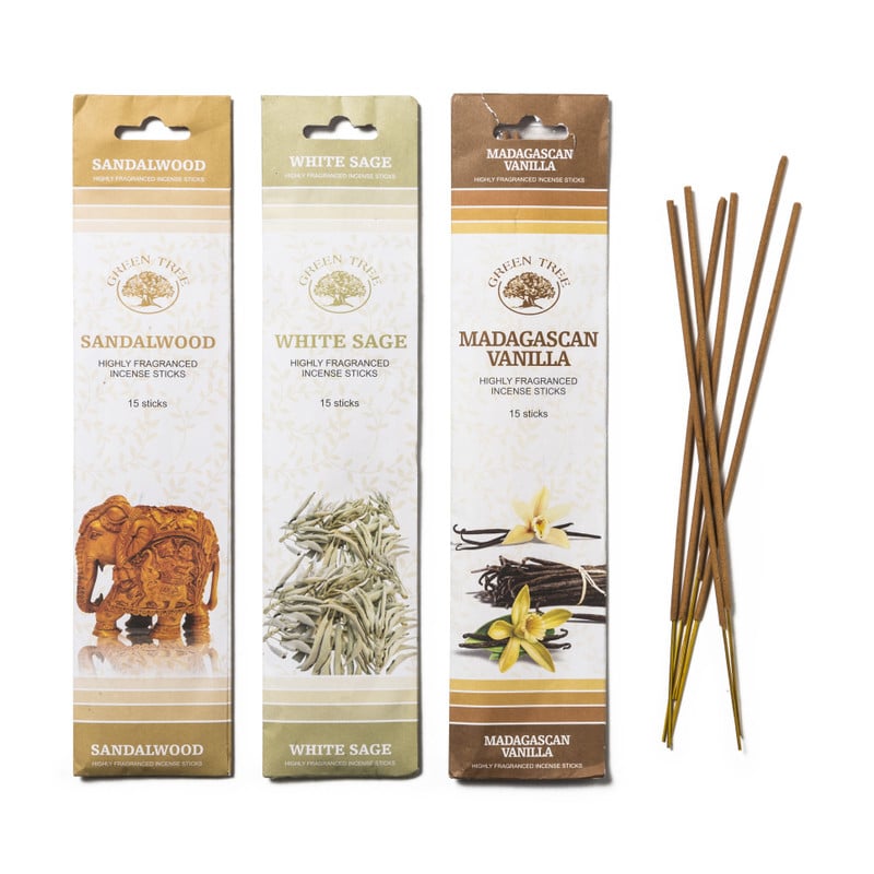 Wierooksticks Green Tree - sandalwood - 15 stokjes
