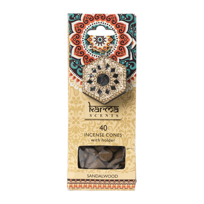 Wierookkegeltjes karma scents - sandelhout - 16 cm 