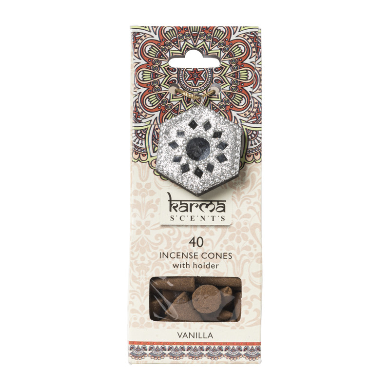 Wierookkegeltjes karma scents - vanille - 16 cm 