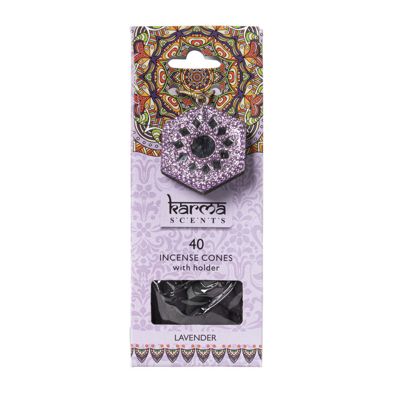 Wierookkegeltjes karma scents - lavendel - 16 cm 