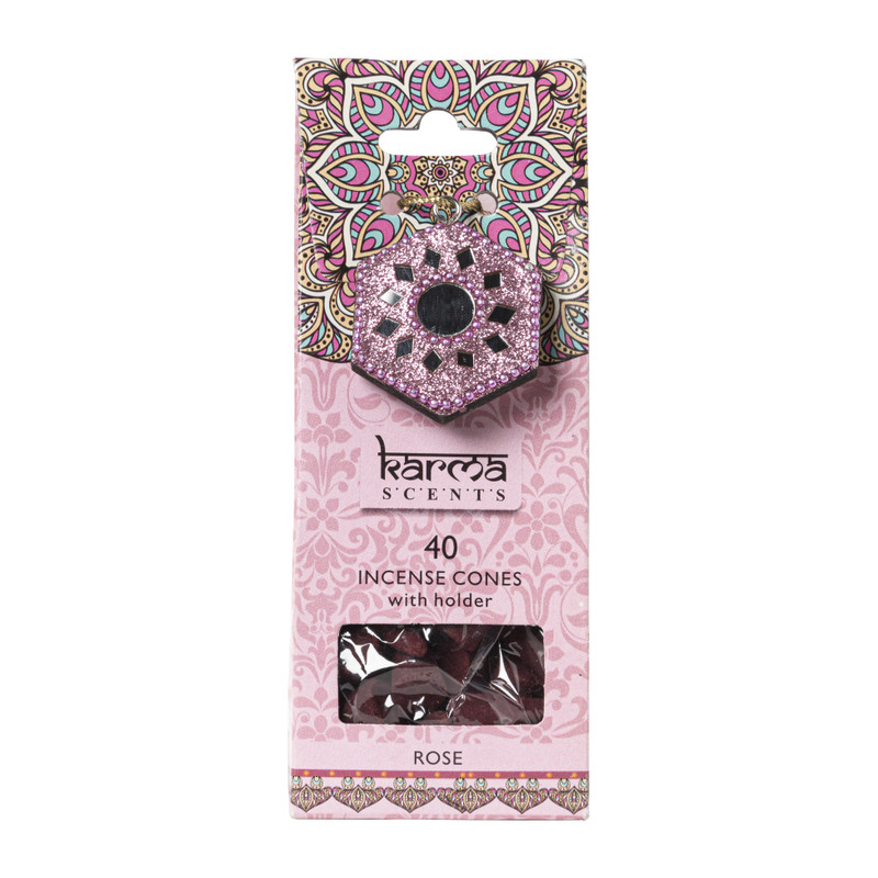 Wierookkegeltjes karma scents - roos - 16 cm 
