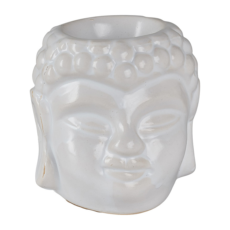 Oliebrander Boeddha - wit - 8x9 cm 