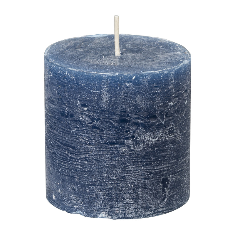Kaars rustiek - koningsblauw - ø7x7 cm  