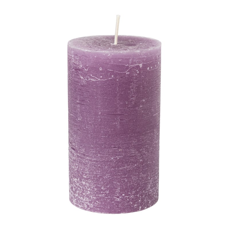 Kaars rustiek - violet - ø7x12 cm