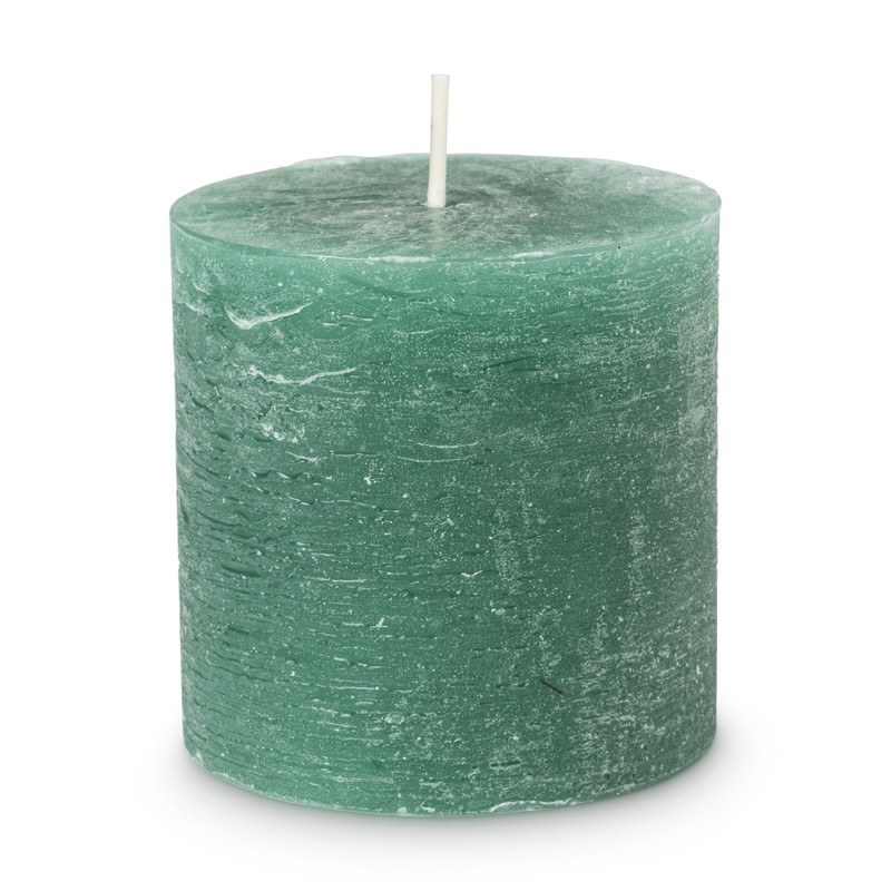 Kaars rustiek - saffier groen - ø7x7 cm