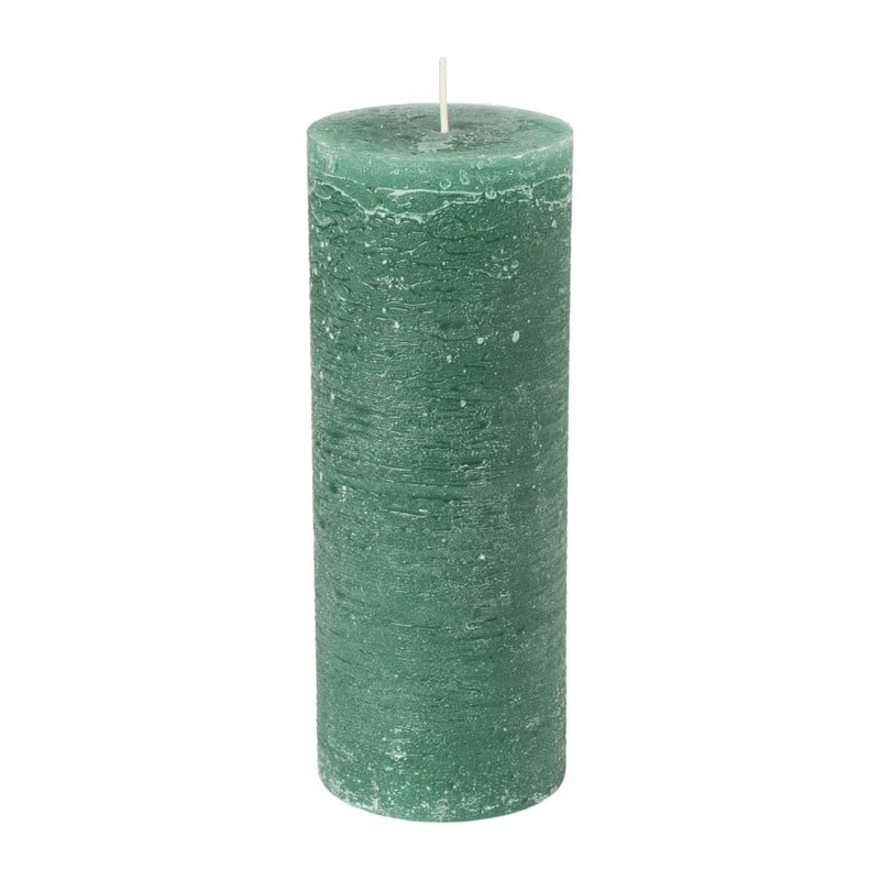 Kaars rustiek - saffier groen - ø7x18 cm
