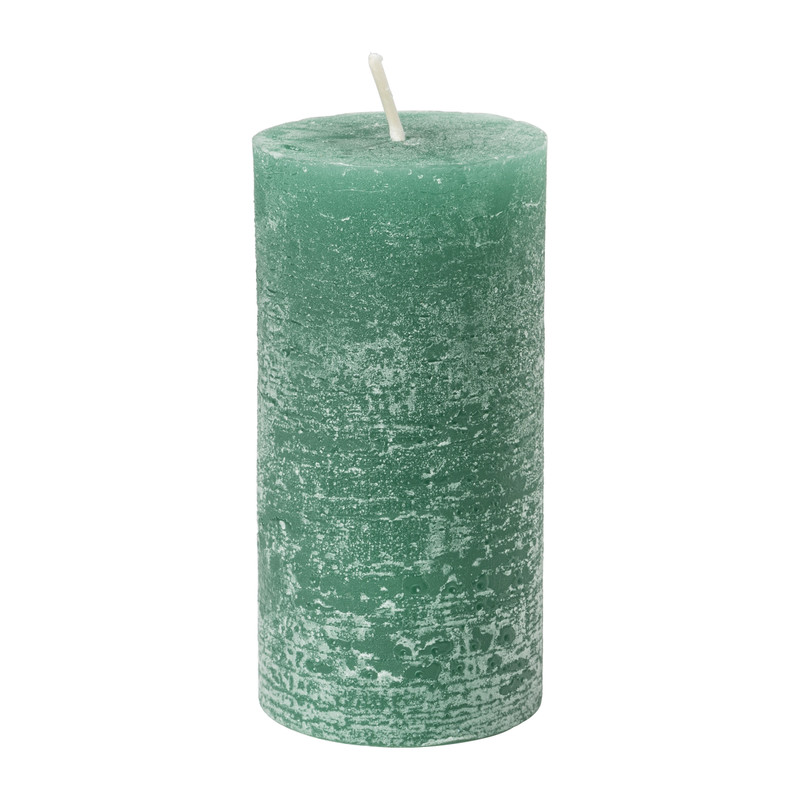 Kaars rustiek - saffier groen - ø5x10 cm
