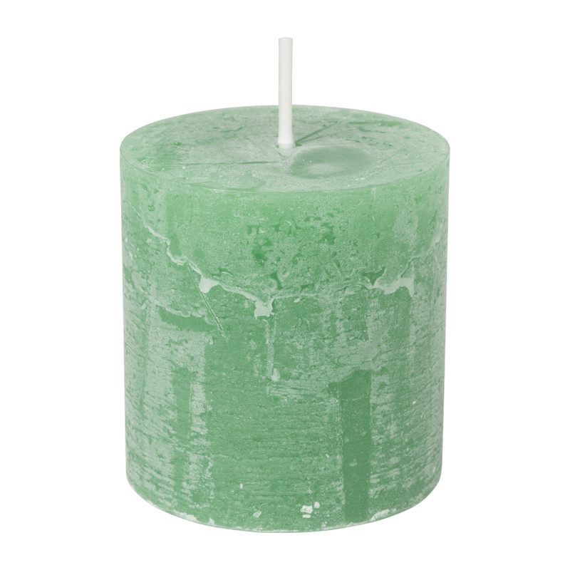 Kaars rustiek - appelgroen - ø7x7 cm
