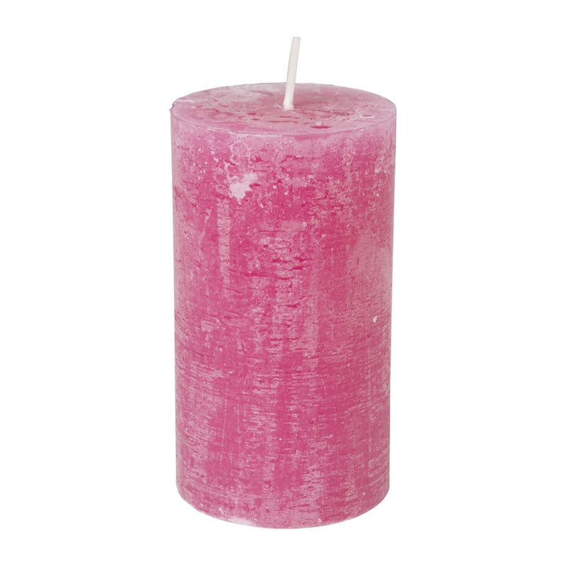 Kaars rustiek - roze - ø7x12 cm