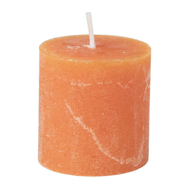 Kaars rustiek - oranje - ø7x7 cm