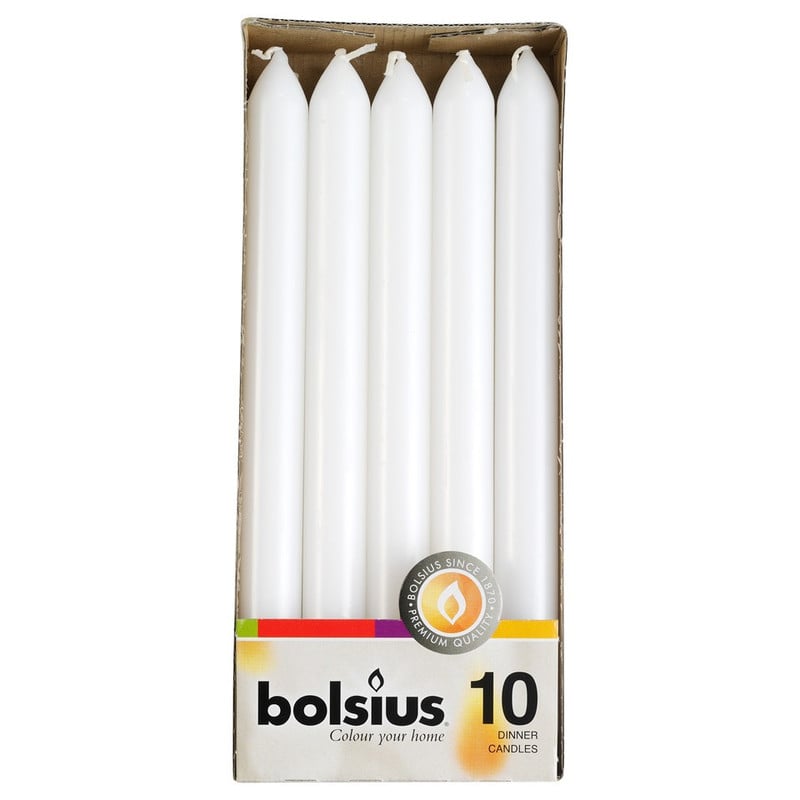 Bolsius dinerkaars - wit - set van 10 