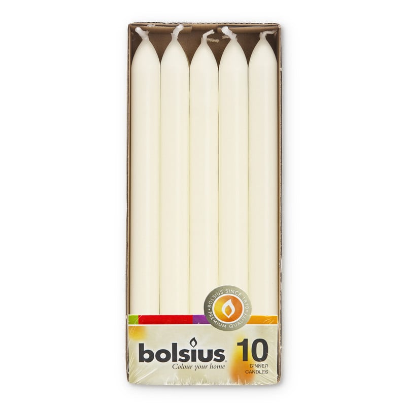 Bolsius dinerkaars - ivoor - set van 10